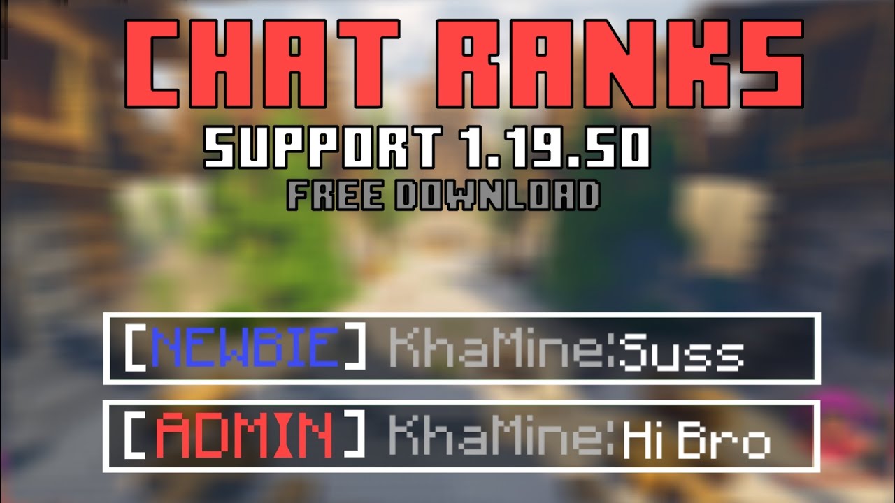 Addon CHAT RANKS minecraft pe 1.19.50 miễn phí link tải addon YouTube
