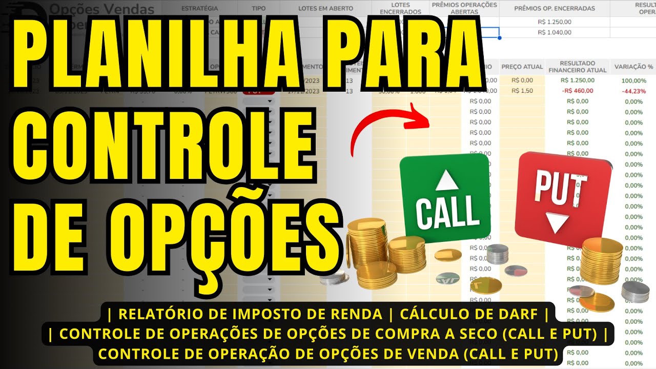 Planilha para Controle de Opções Call e Put - Cálculo de DARF