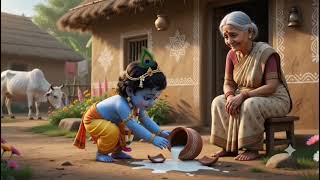 🦚💙 Little Krishna and the Broken Pot | A Heartwarming 3D AI Animation | Silent Devotional Story 🙏 screenshot 3