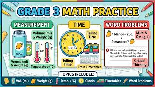 Grade 3 Math Worksheets | Measurement, Time & Word Problems