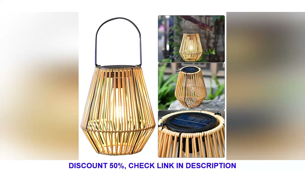 Rattan Solar Lantern IP65 Waterproof Hanging/Standing Outside Big Rattan Solar Light with Handle for