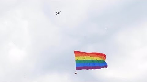 Drone Flying LGBT Flag Stock Video