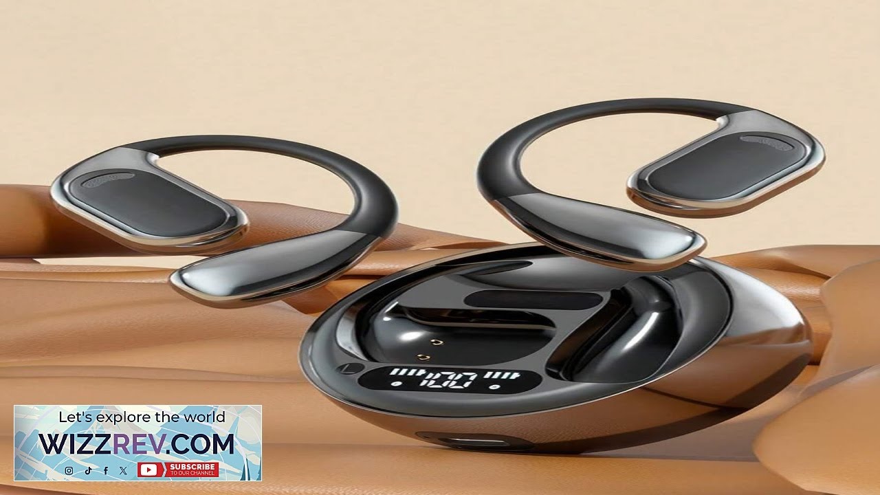 Wireless Open Ear Headphones With Digital Display Stylish Black Skin Color 5.3