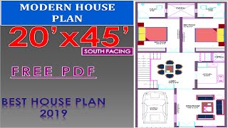 20x45 South Facing House Plan With Parking Ll Plan 2bhk Ll   20x45llhousedesign