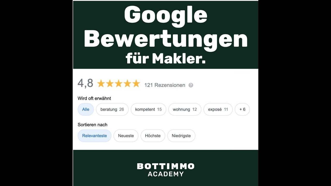 BOTTIMMO -Google Bewertungen für Immobilienmakler - 5 Fehler vermeiden!