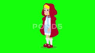 Little Red Riding Hood Doubts About 2D Animation Screen Green Background