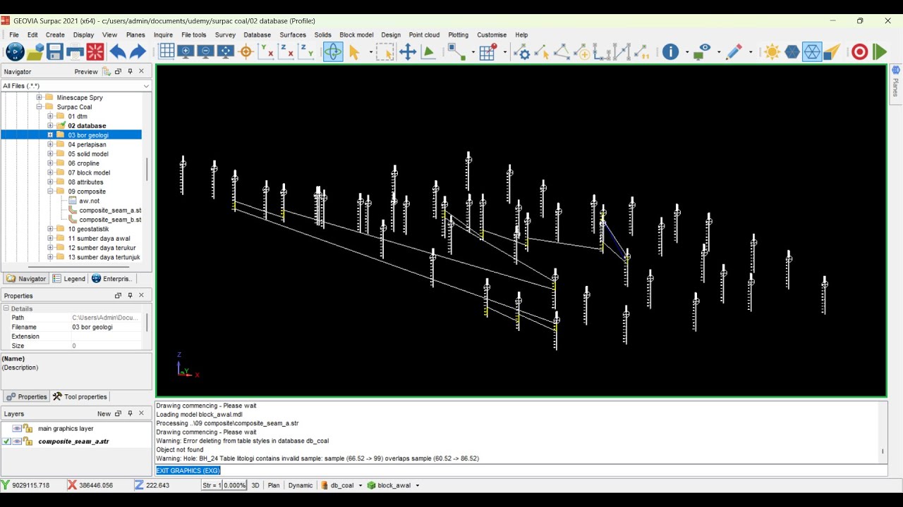 Tutorial Pembuatan Composite Downhole Bor Geologi Batubara Surpac - YouTube