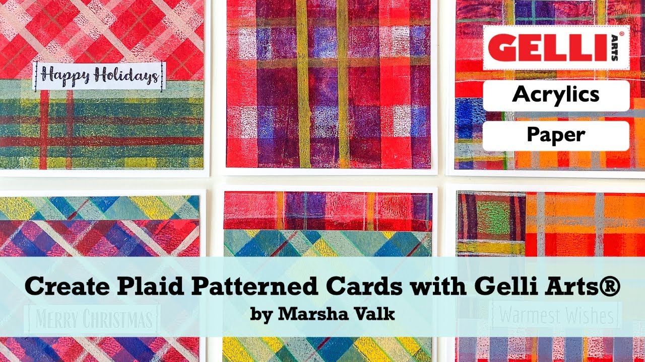 Create plaid patterns with the gelli arts holiday card printing kit by
