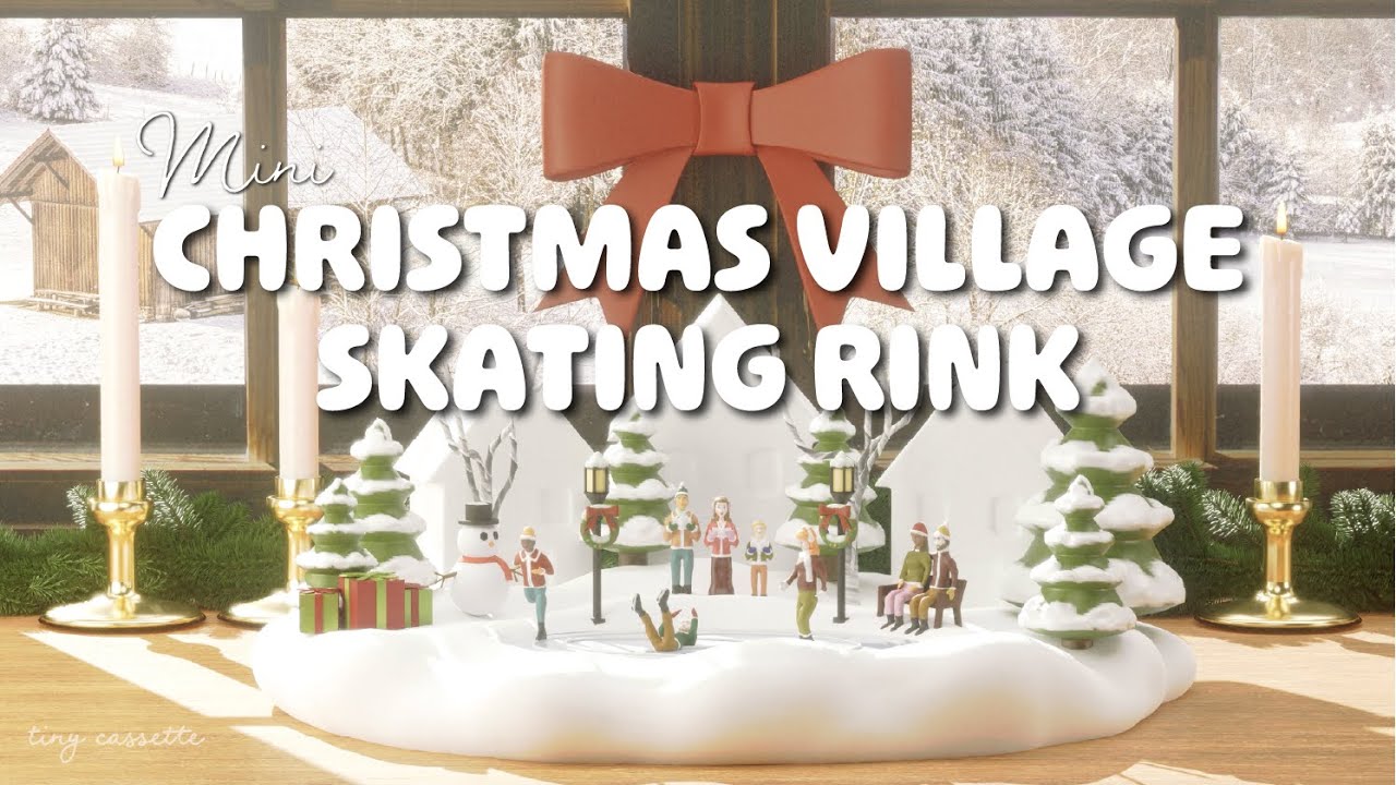 Mini Christmas Village Skating Rink | Cozy Holiday Ambience & Music ...