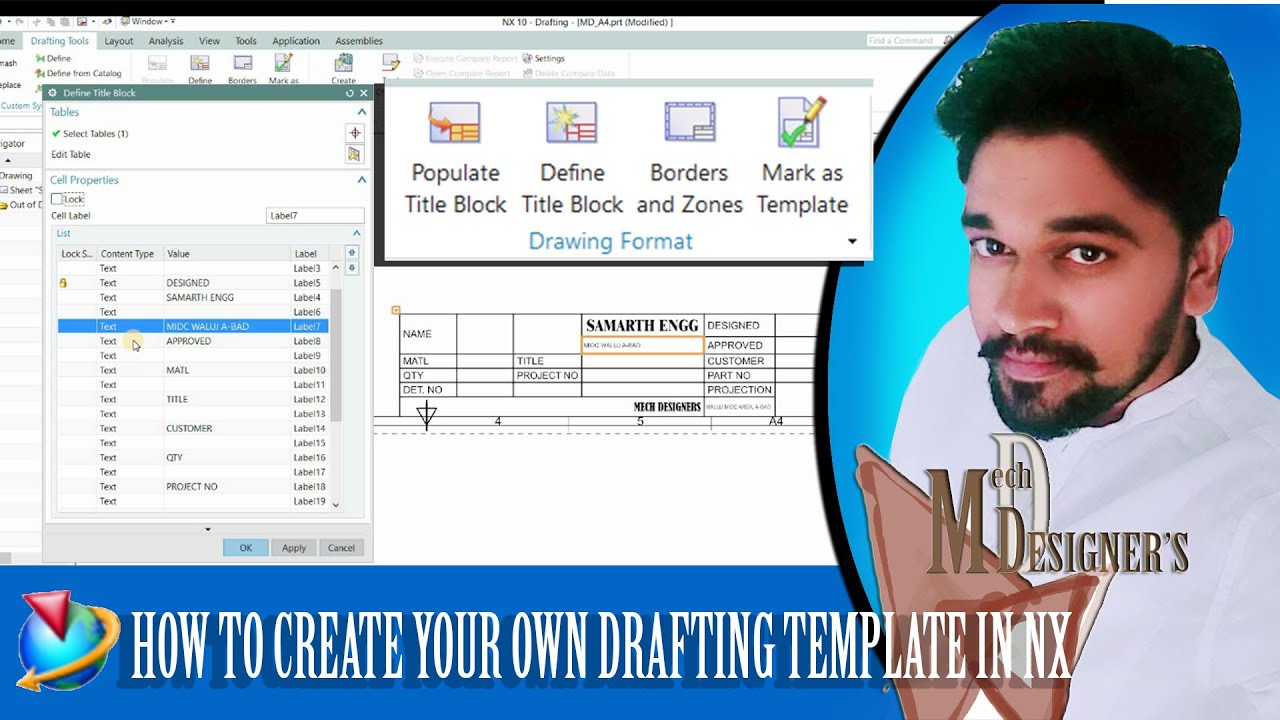 SIMPLEST METHOD TO CREATE YOUR OWN DRAFTING TEMPLATE IN NX # NX TUTORIAL, IN HINDI.