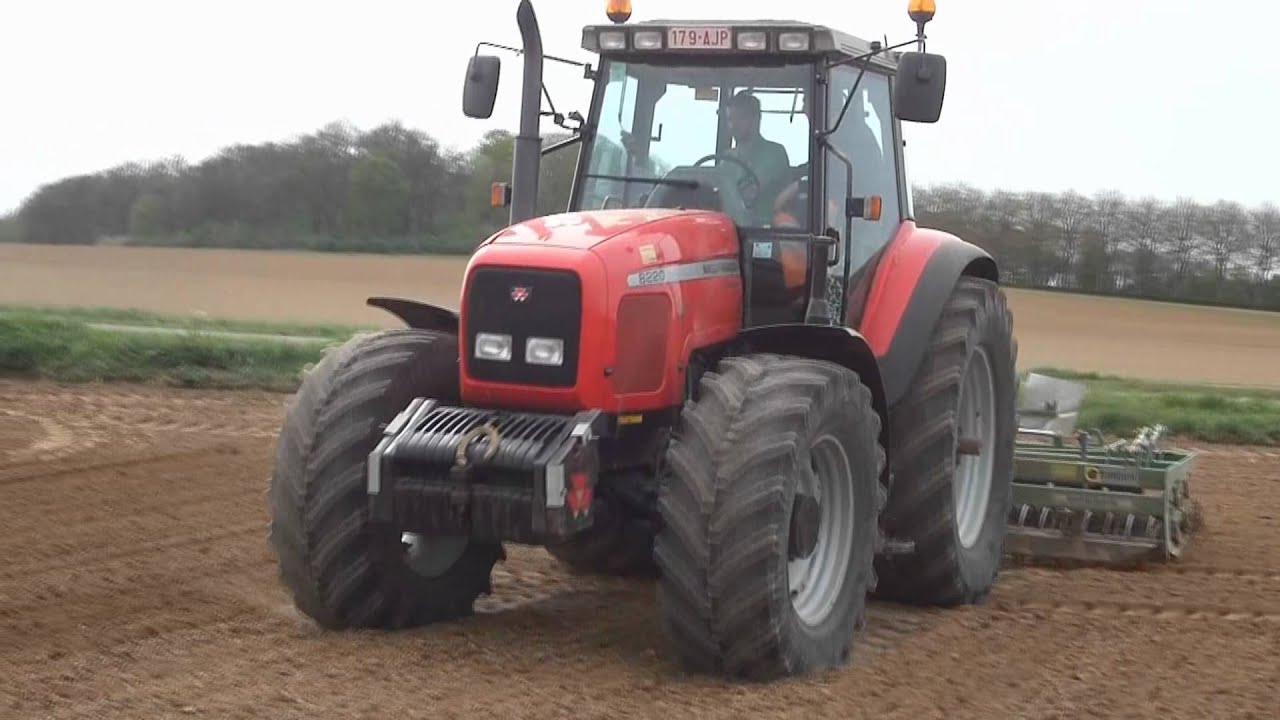 Landbouwhaspengouw- Wauters met Massey Ferguson 8220 en 6290 klaarleggen voor maïs