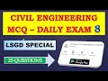 Civil Engineering MCQ | Daily Exam 8 | PSC Winner | LSGD 3rd Grade Exam | Kerala PSC