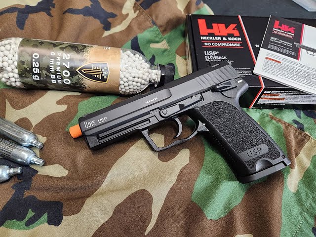 Pistola Perdigón Blowback H&K USP + balines + Co2. 29318/13275