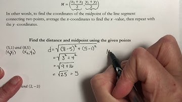 (1314) Section 2.8 Distance and Midpoint Formulas; Circles Part 1/3