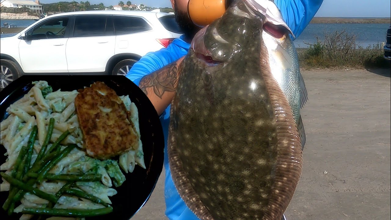 Cooking Flounder caught at Packery Channel, Corpus Christi Tx. (Flounder Alfredo) YouTube