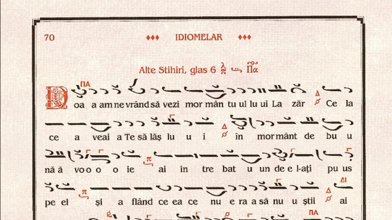 Stihiri la Sâmbăta lui Lazăr, glasul al-VI-lea, de Dimitrie Suceveanu