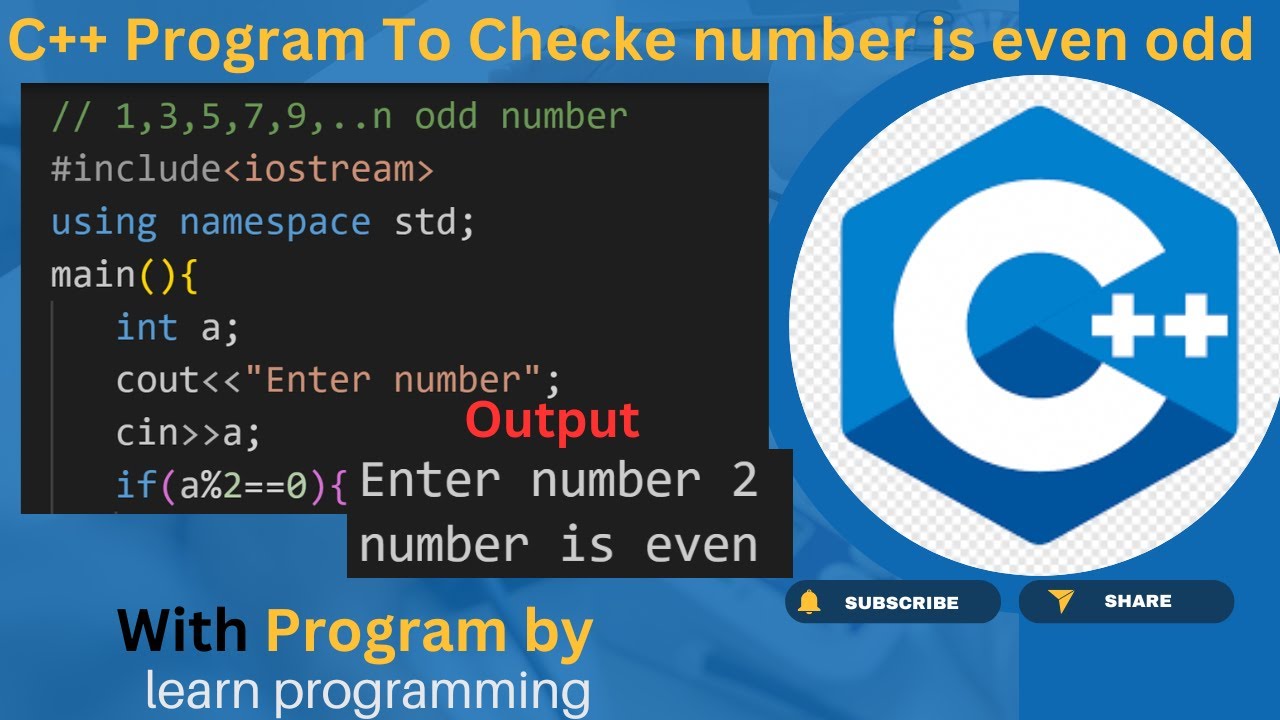 C++ Program To Check Weather a Number is Odd or Even in Hindi ...