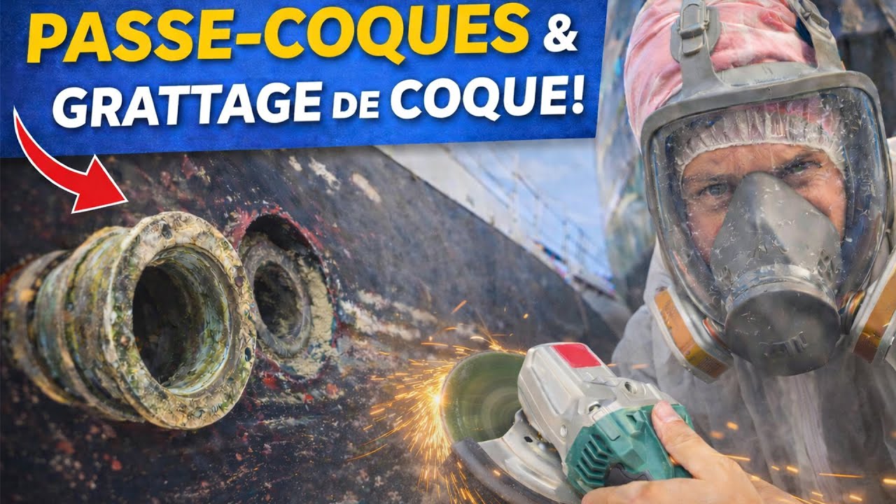 Vlog Refit Voilier : chantier sous la ligne de flottaison (passe-coques & coque)