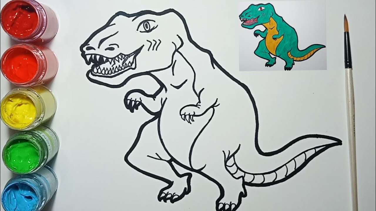  Menggambar  dan mewarnai dinosaurus  MUDAH Draw and 