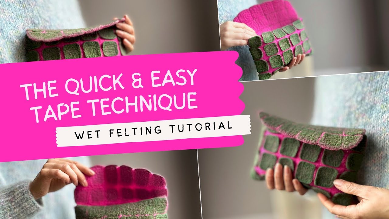 How to use Painters Tape to Create Textural Relief Lines | Wet Felting Tutorial using Merino Wool