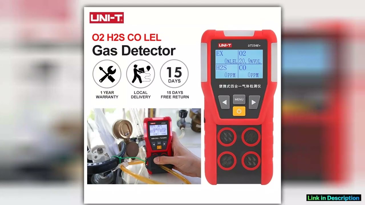 UNIT 4 in 1 Gas Detector UT334E O2 CO H2S Combustible Gases Monitor Leakage Detector Air Quality Te