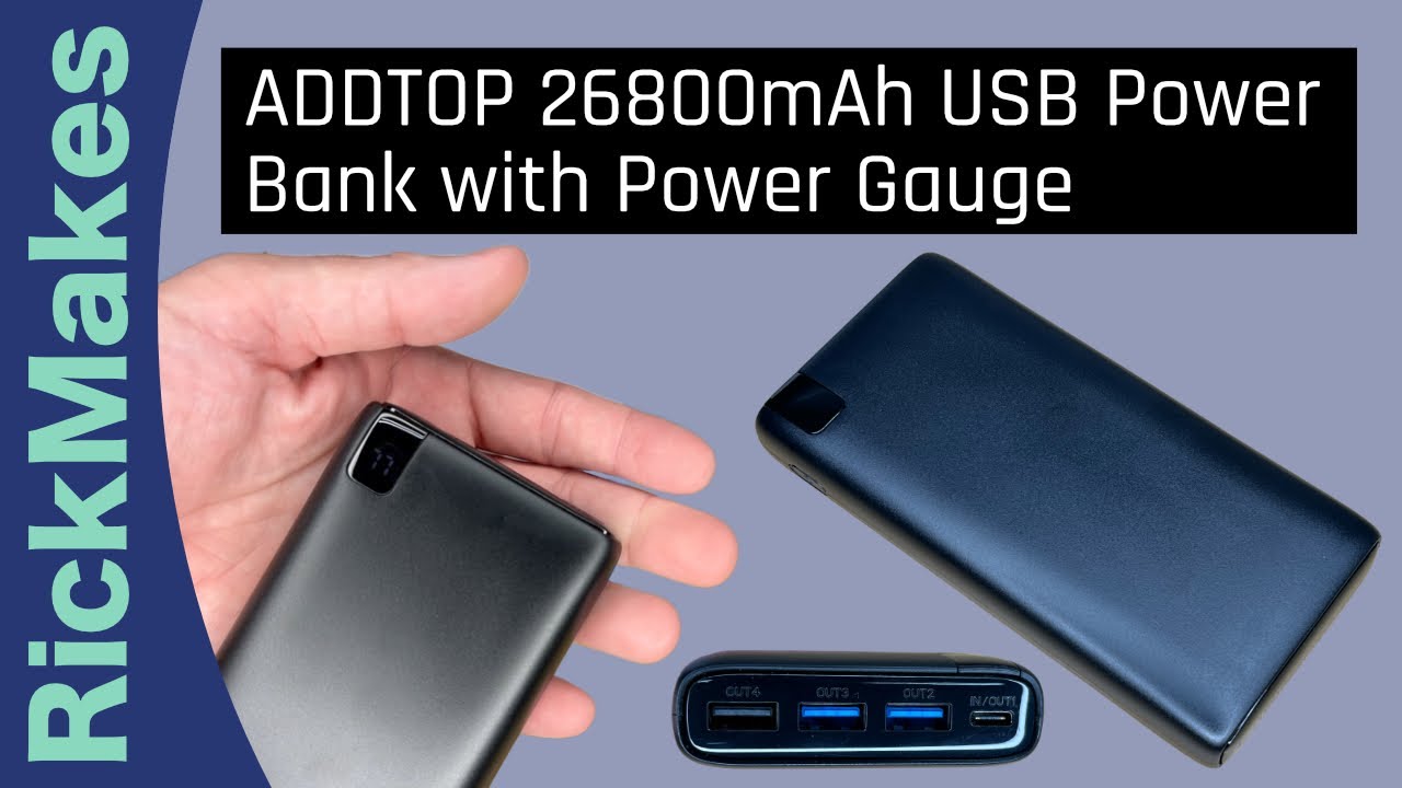 ADDTOP 26800mAh USB Power Bank with Power Gauge 