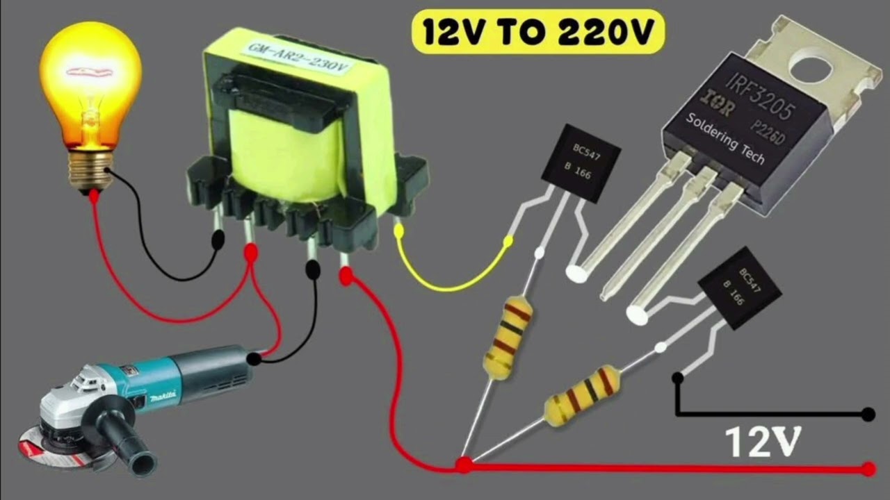 12v to 220v inverter circuit 