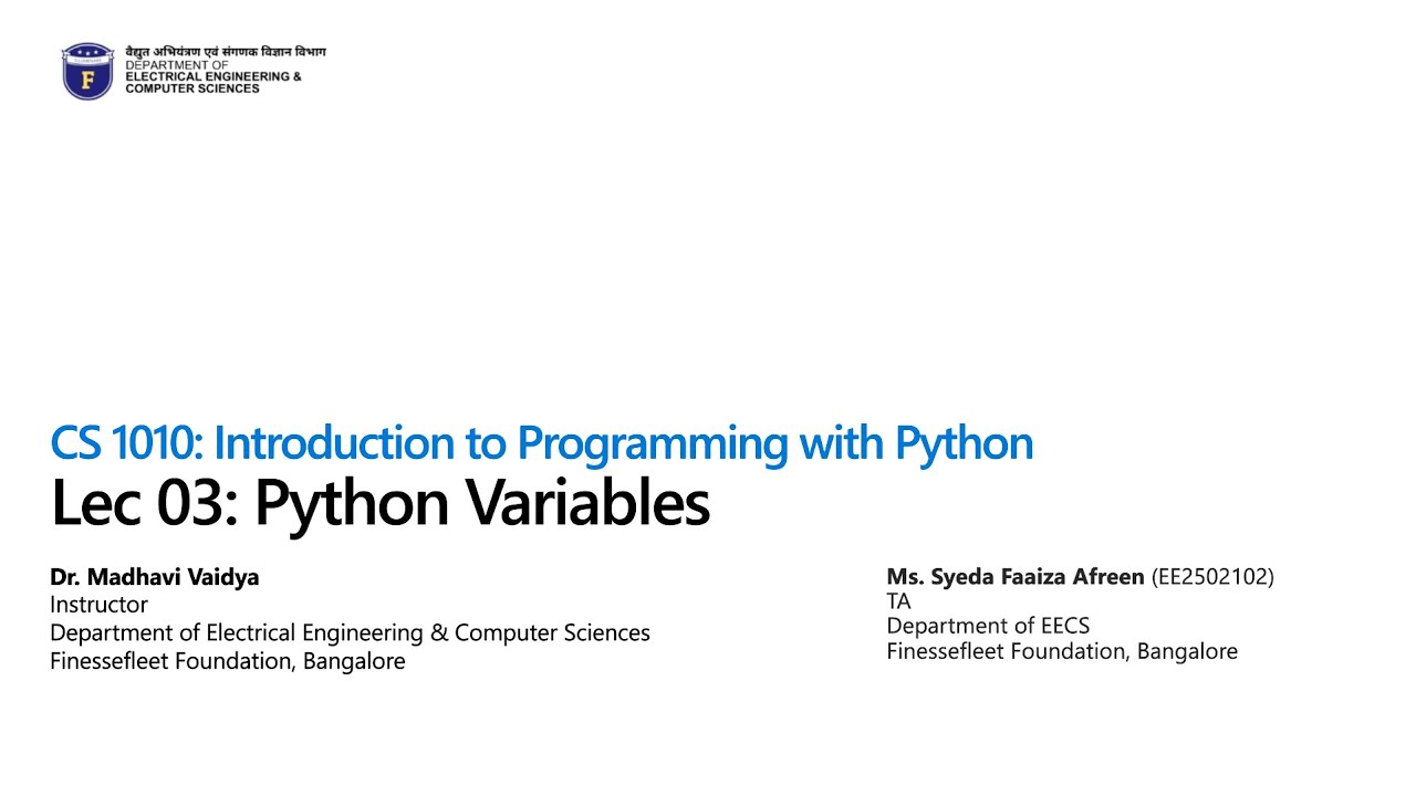 Lec 03: Python Variables - YouTube