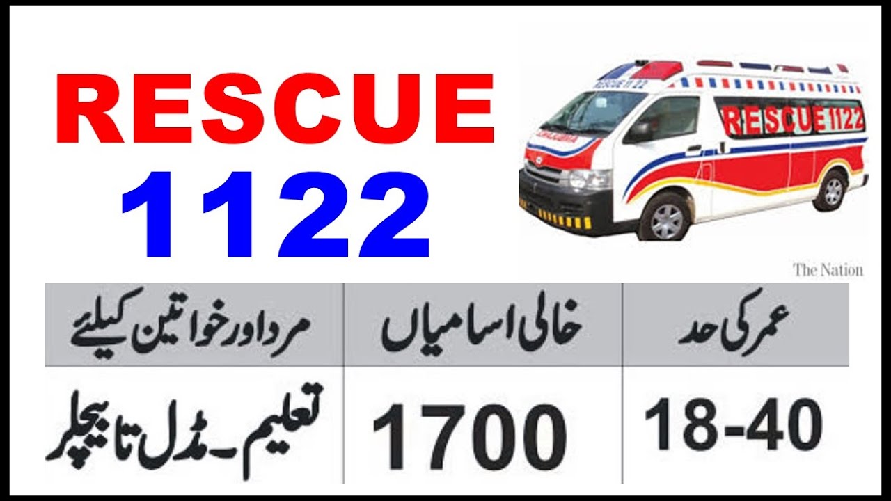 Rescue 1122 Jobs 2019 though PTS - 1700+ Vacancies