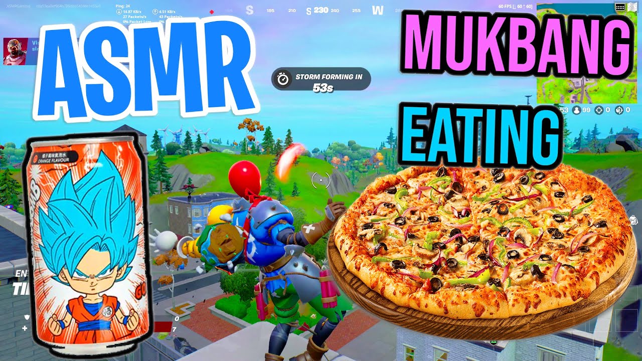 ASMR Gaming Mukbang 🤤🍕 Fortnite Pizza Relaxing Eating and Spectating 🎮🎧 Mouth Sounds Whispering 💤