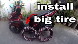 install big tire honda click | ang pogi nya | Honda Click 125i V3 | #bigtire #beasttire