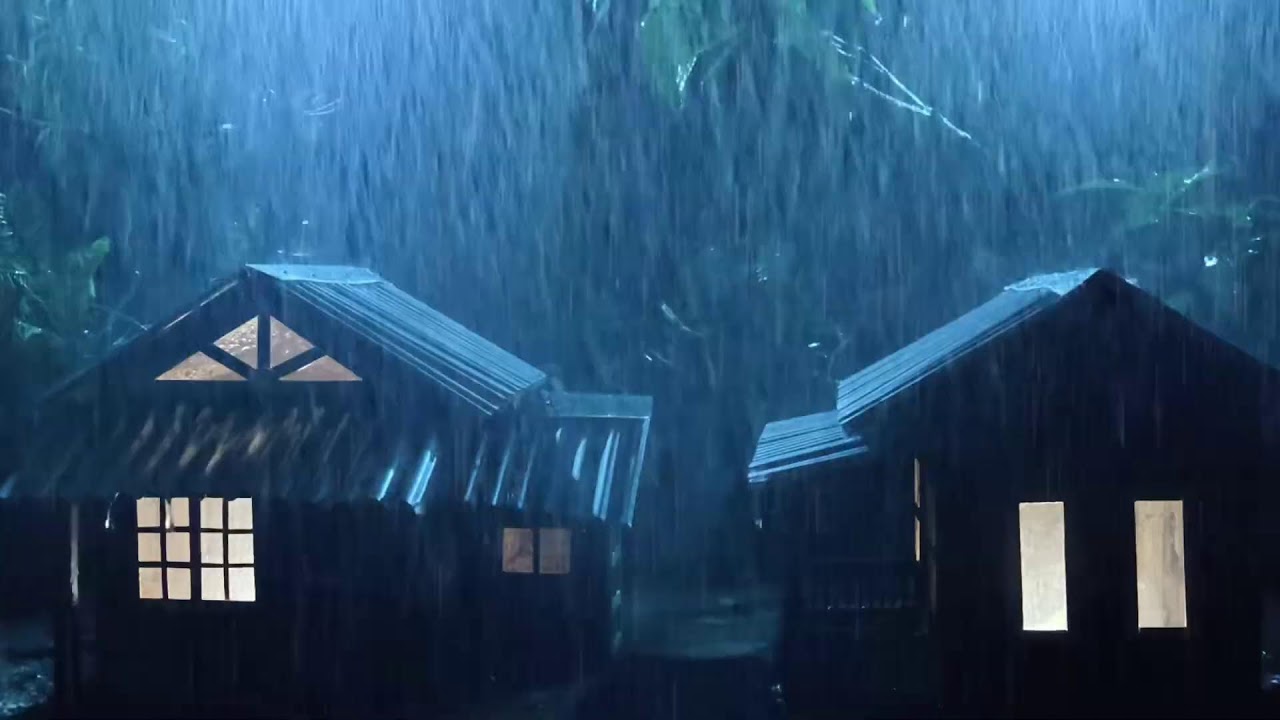 No Ads Rain Sounds for Sleeping - ASMR Wild Night Rain on Tin Roof for Severe Sleep Disorder #111