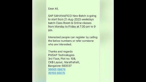 SAP S4HANA/FICO Evening Batch