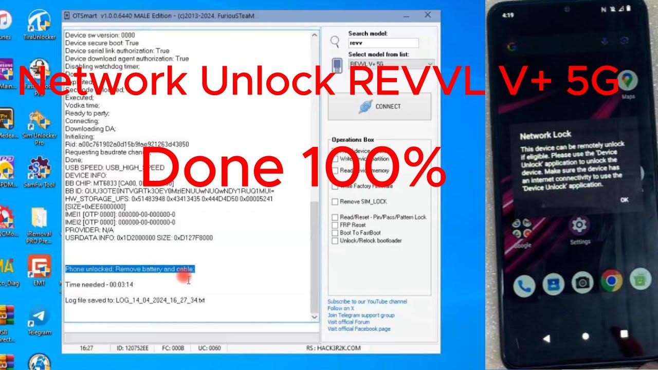 Network Unlock REVVL V+ 5G TMobile By Furiousgild Done Direct Unlock