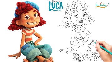 How To Draw Giulia Marcovaldo From Luca - Easy Step by Step Giulia Luca Cartoon Characters Drawing
