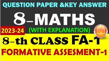 8TH FA1 MATHS ENGLISH MEDIUM 2023-24 20 MARKS QUESTION PAPER & KEY ANSWERS|WITH DETAIL EXPLANATION