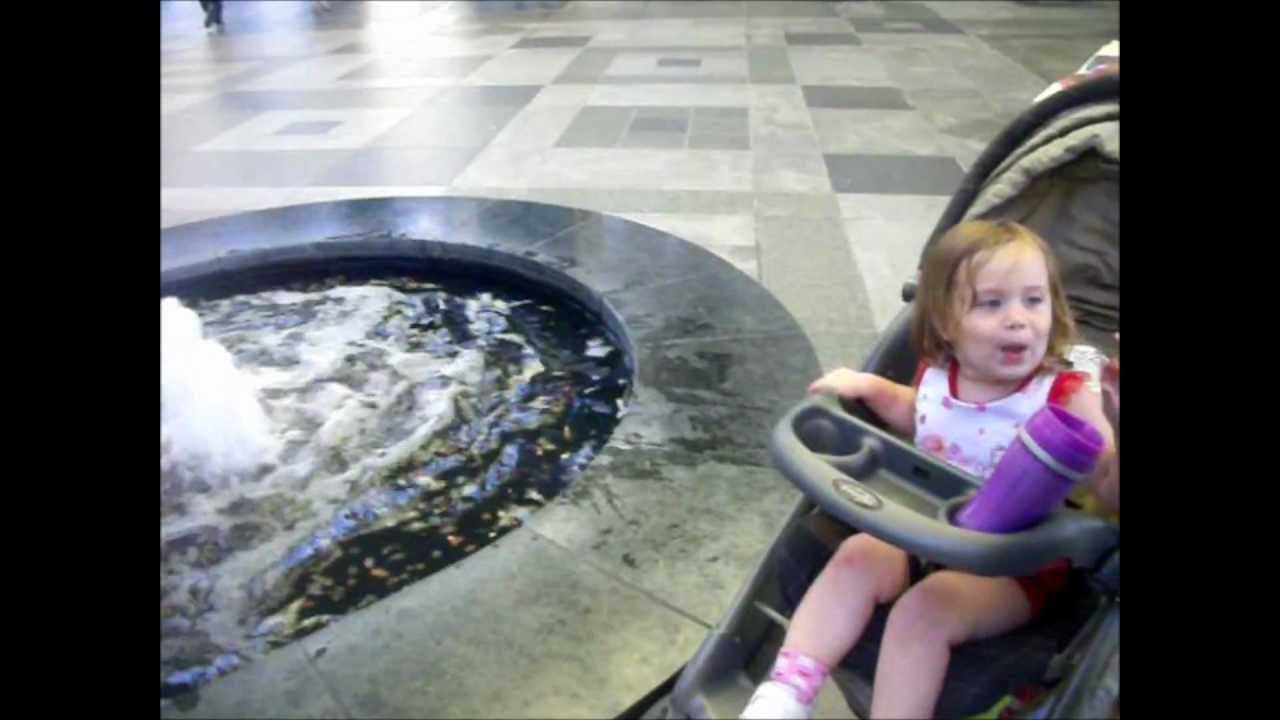 Natalie Throws Pennies into the Fountain YouTube