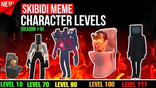 SKIBIDI TOILET (Season1-6)  ALL CHARACTERS LEVEL COMPARISON 💹