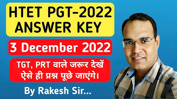 HTET PGT 2022 (3 December 2022) Answer key