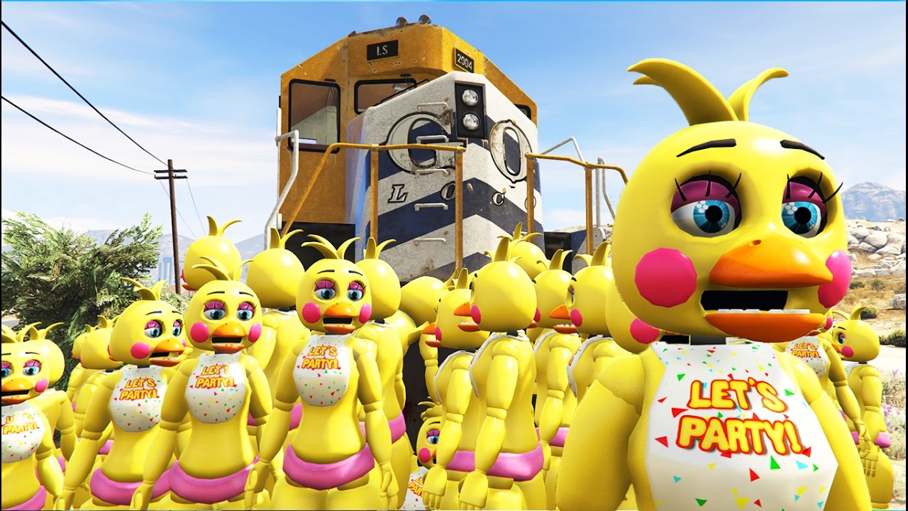 1000+ ANIMATRONIC TOY CHICAS vs THE TRAIN IN GTA 5! (GTA 5 Mods FNAF Funny Moments) funny moments in soccer