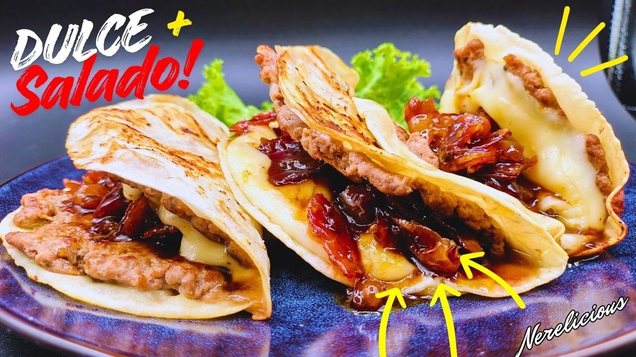 Taco Hamburguesa con Queso Provolone y Mermelada de Tocino  Explota de Sabor