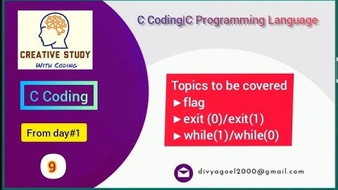 flag,exit (0)/exit(1),while(1)/while(0) Concepts with examples in C|by:Divya Goel #divyagoel
