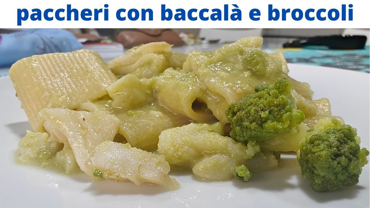paccheri con baccalà e crema di broccolo romanesco...gusto deciso ...