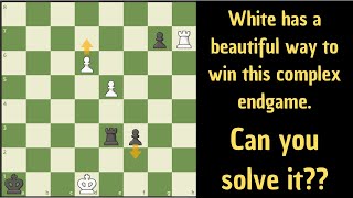 White wins this very complex and interesting endgame