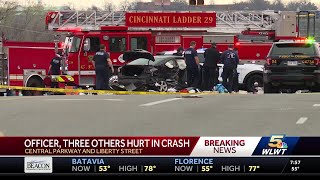 Police: Officer, 3 others injured after multi-vehicle crash involving Cincinnati police cruiser