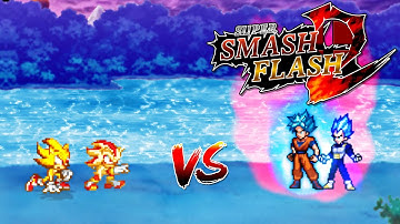 SSF2 Mods: Super Sonic and Super Shadow vs SSBE Vegeta and SSB KK  Goku