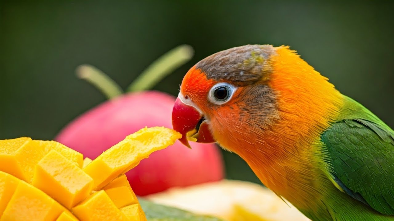 Lovebird Snack Time: Sweet Treats & Happy Chirps