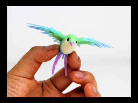 Colorful little bird polymer clay sculpture making process