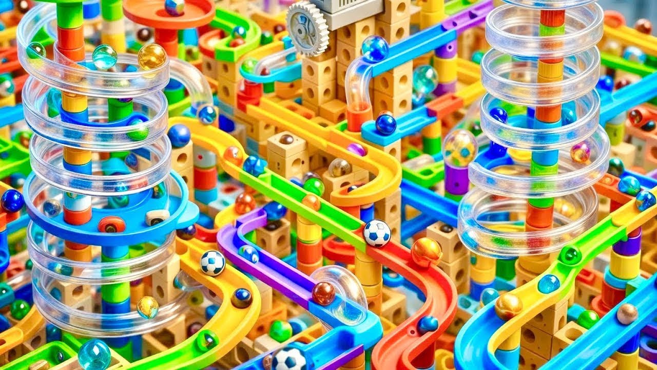 Marble Run ASMR – Dual Spiral Towers & Crystal Glass Flow 2