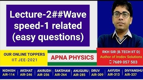 Lecture-2##Wave speed-1 related (easy questions) by RKH Sir